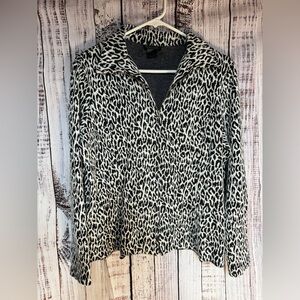 Elegant Black and White Animal Print Blouse